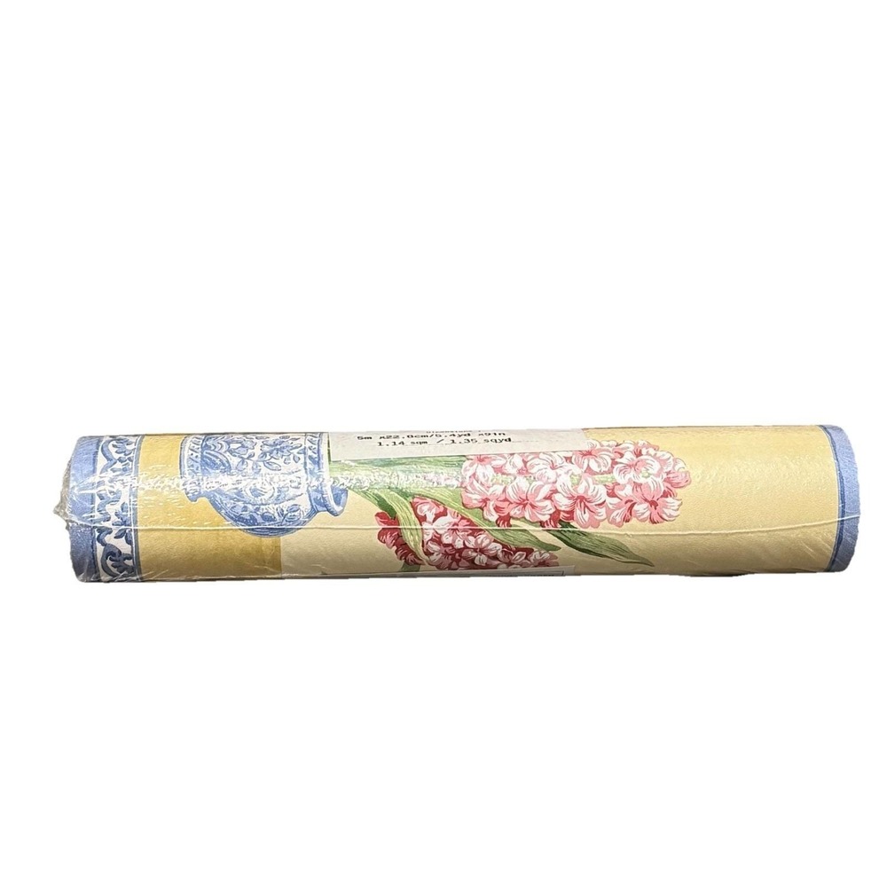Vintage Cambridge Studios Floral Wallpaper Border‎ Blue Vase Hydrangea 5yd